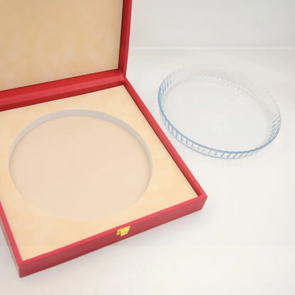Round Serving Tray Set with Storage Case – Premium Gift Box Tray with Protective Carry Case for Desserts, Snacks & Elegant Table Display (8H x 34L × 34W CM | Tray 26 CM) - Damoo