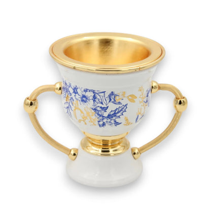 Luxury Ceramic Bakhoor Burner with Gold Metal Insert & Decorative Floral Pattern – Oud Incense Burner for Home & Majlis (15.5H x 19L x 13W CM) - Damoo