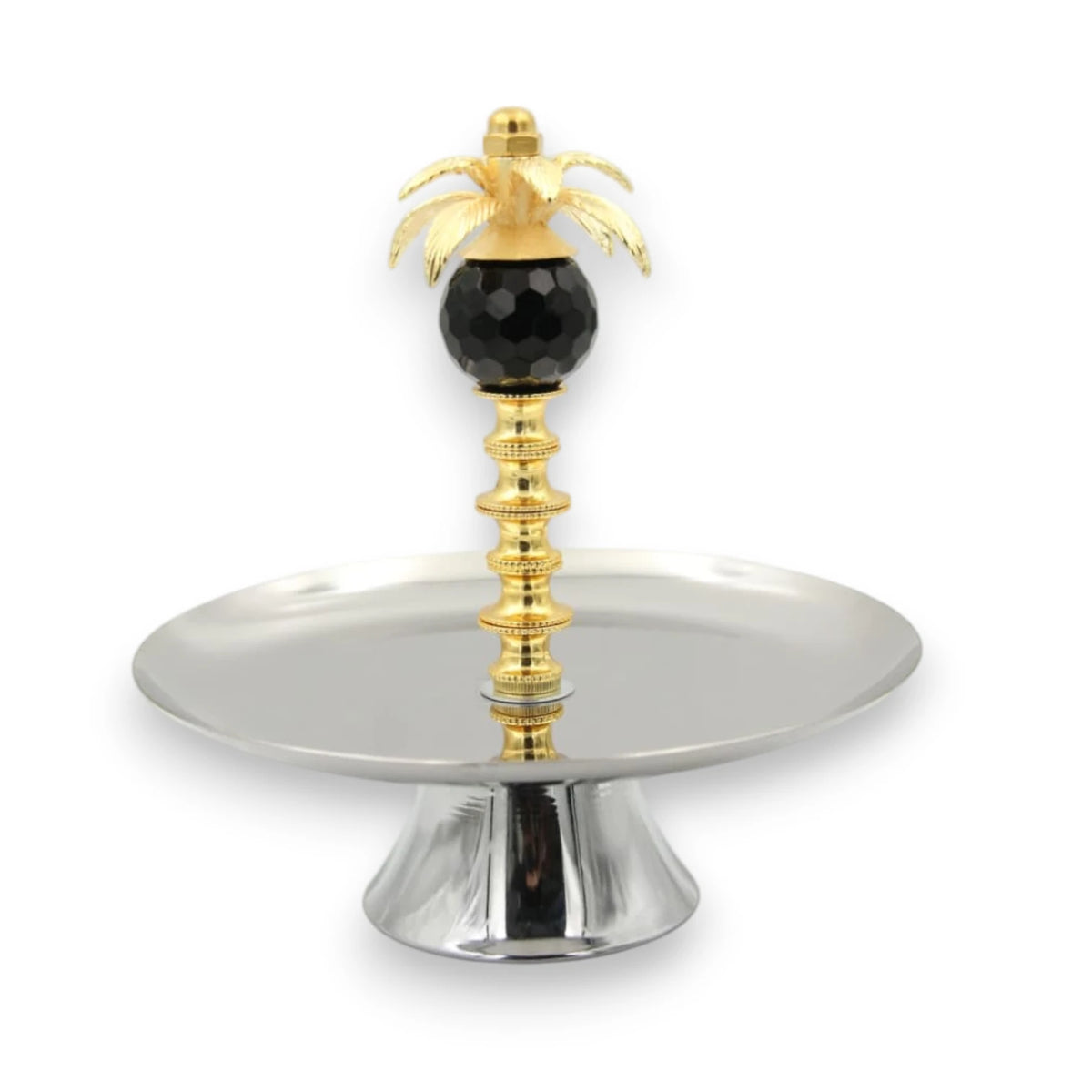 Luxury Metal Bakhoor Burner with Serving Tray & Decorative Palm Design – Oud Incense Burner Stand for Home, Majlis & Gifting (21H x 20L x 20W CM) - Damoo