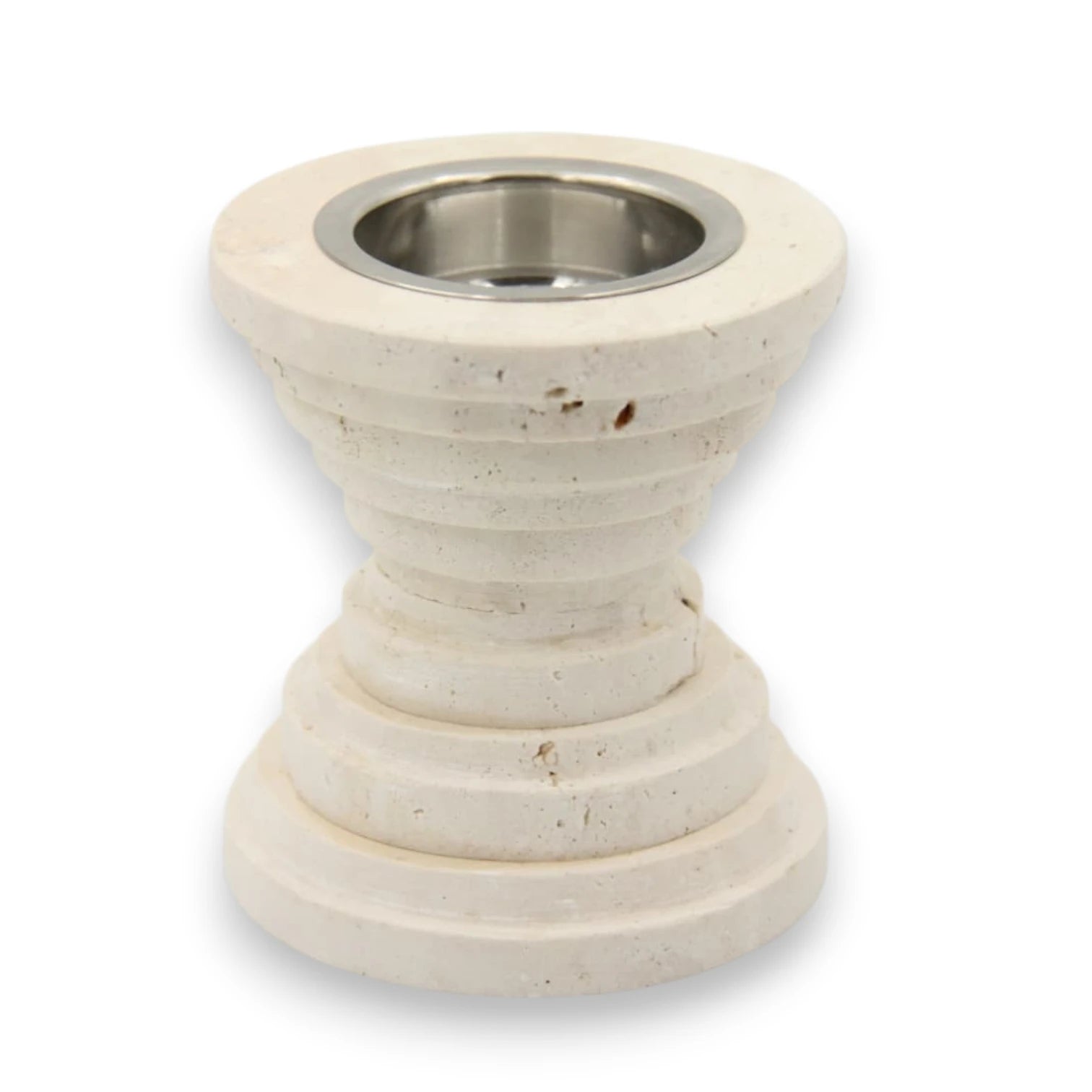 Natural Stone Incense Burner with Stainless Steel Cup – Minimal Compact Decorative Incense Holder for Home Use (11H x 10L x 10W CM) - Damoo