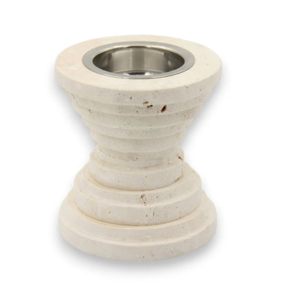 Natural Stone Incense Burner with Stainless Steel Cup – Minimal Compact Decorative Incense Holder for Home Use (11H x 10L x 10W CM) - Damoo