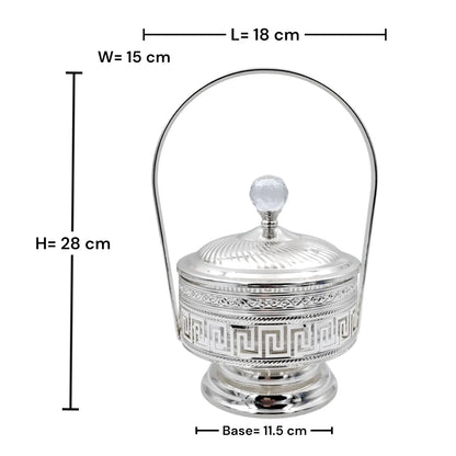 Footed Decorative Candy Bowl with Lid and Handle Elegant Covered Serving Container for Sweets Dates Nuts Table Centerpiece (28H x 18L x 15W CM) - Damoo