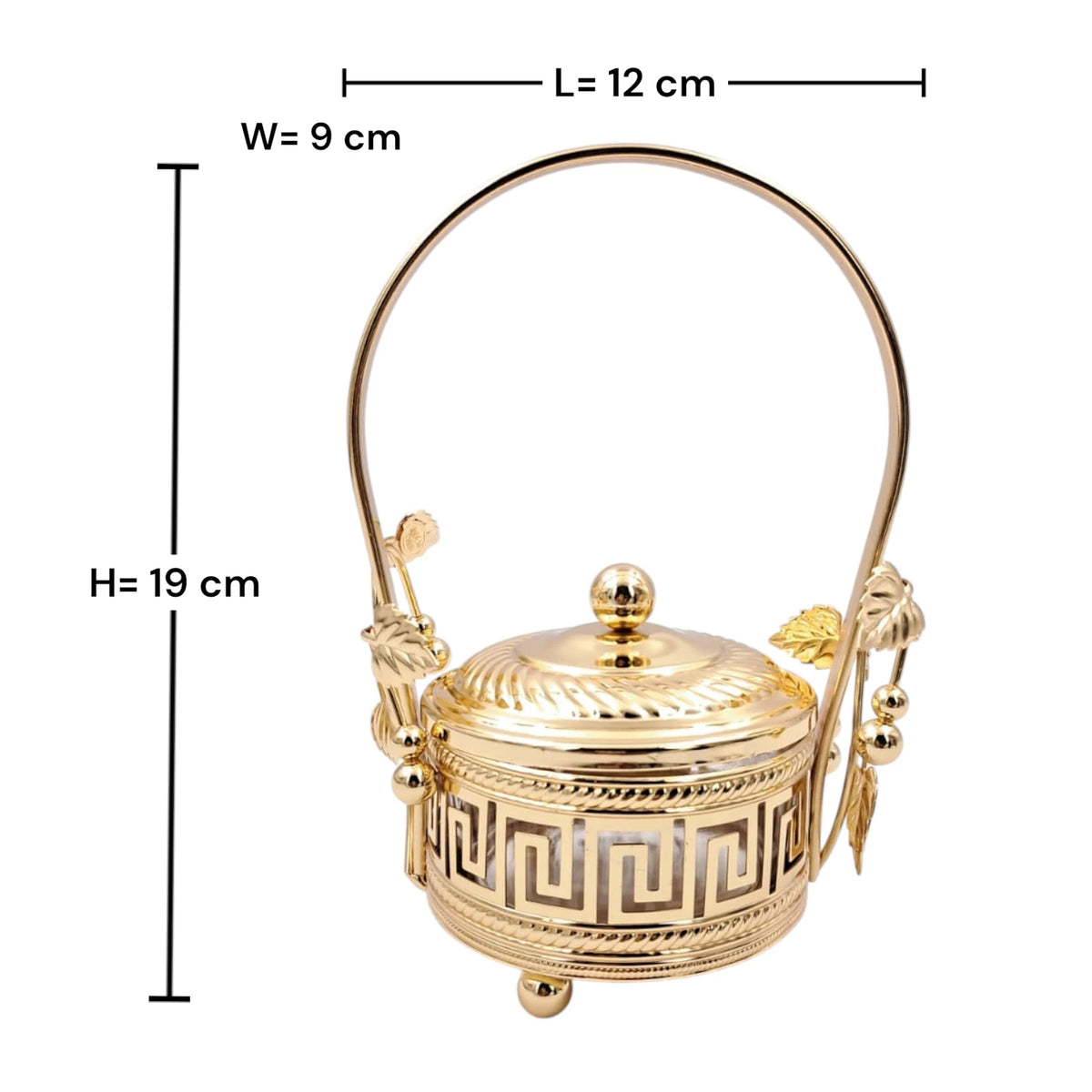 Decorative Candy Bowl with Lid and Handle Elegant Covered Serving Container for Sweets Dates Nuts Table Centerpiece (19H x 12L x 9W CM) - Damoo