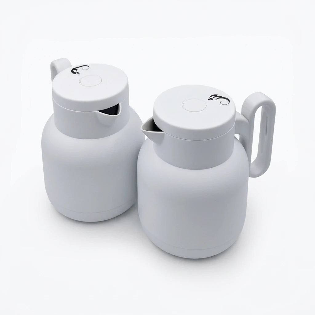 RAZ Vacuum Flask 2-Piece Set 1.0L Each – Thermal Insulated Tea & Coffee Server with Ergonomic Handle for Hot & Cold Beverages - Damoo