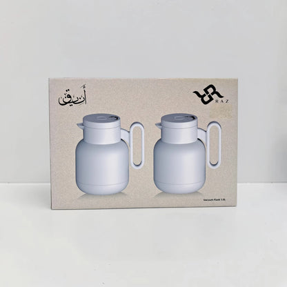 RAZ Vacuum Flask 2-Piece Set 1.0L Each – Thermal Insulated Tea & Coffee Server with Ergonomic Handle for Hot & Cold Beverages - Damoo