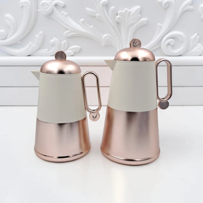 RAZ Lunara Vacuum Flask Set 2-Piece – 1.0L Tea Flask & 0.7L Coffee Flask Thermal Insulated Server with Ergonomic Handle for Hot & Cold Beverages - Damoo
