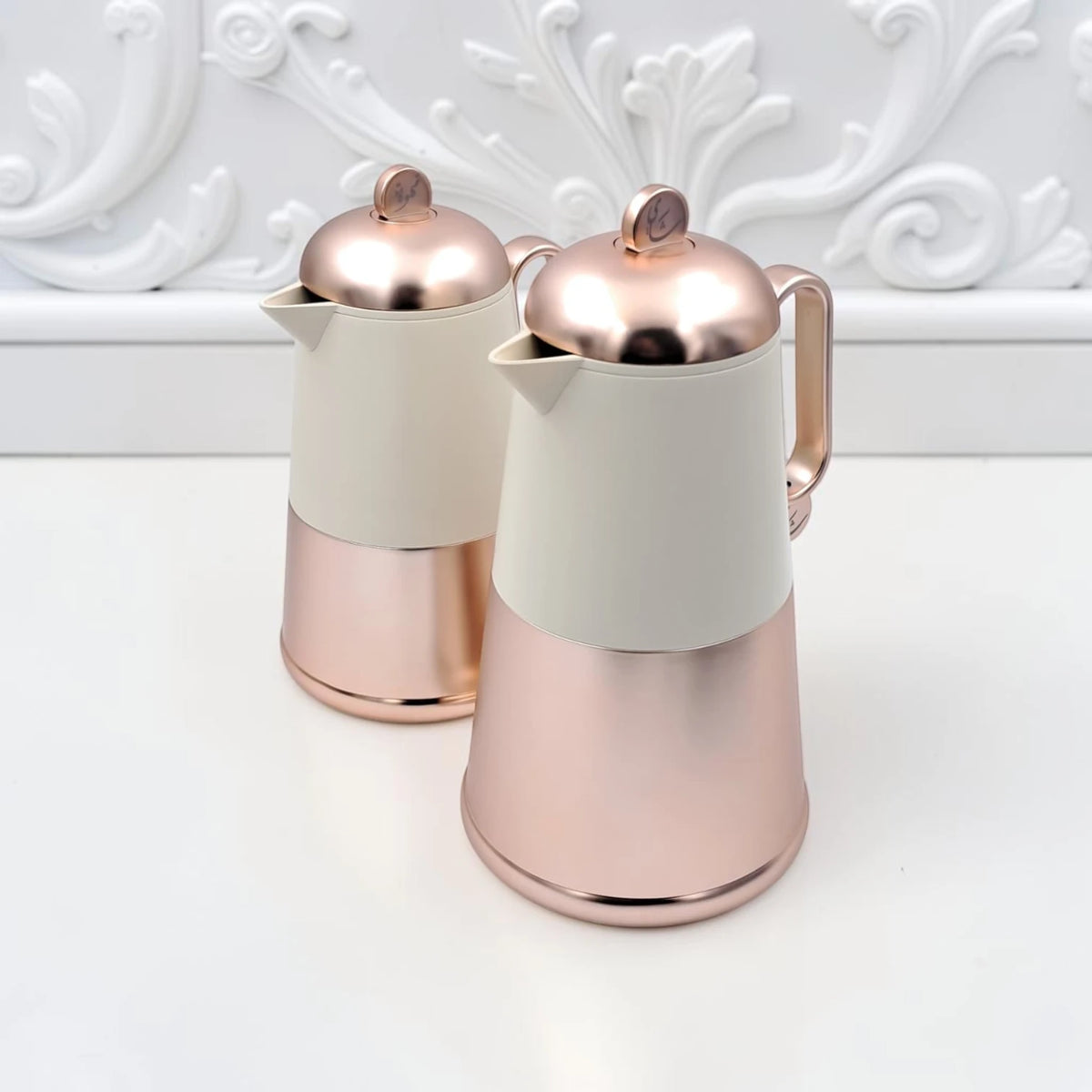 RAZ Lunara Vacuum Flask Set 2-Piece – 1.0L Tea Flask & 0.7L Coffee Flask Thermal Insulated Server with Ergonomic Handle for Hot & Cold Beverages - Damoo