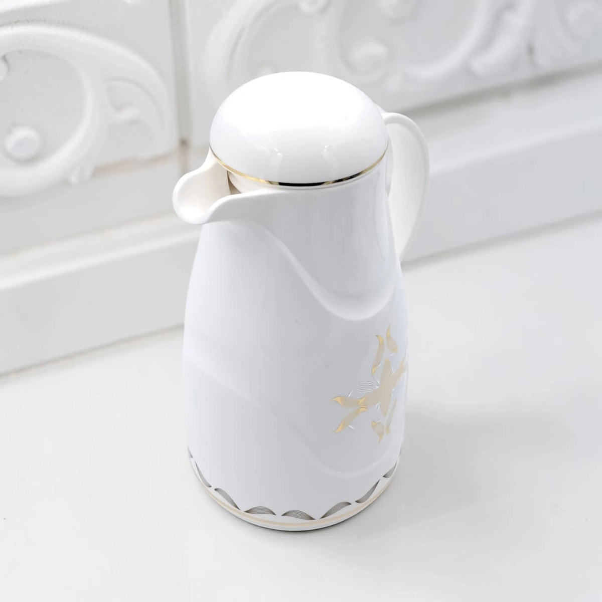 Regal Vacuum Flask 1.0L – Thermal Insulated Coffee & Tea Server with Elegant Floral Design and Easy Pour Spout (26H X 18L X 14W CM) - Damoo