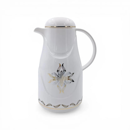 Regal Vacuum Flask 1.0L – Thermal Insulated Coffee & Tea Server with Elegant Floral Design and Easy Pour Spout (26H X 18L X 14W CM) - Damoo