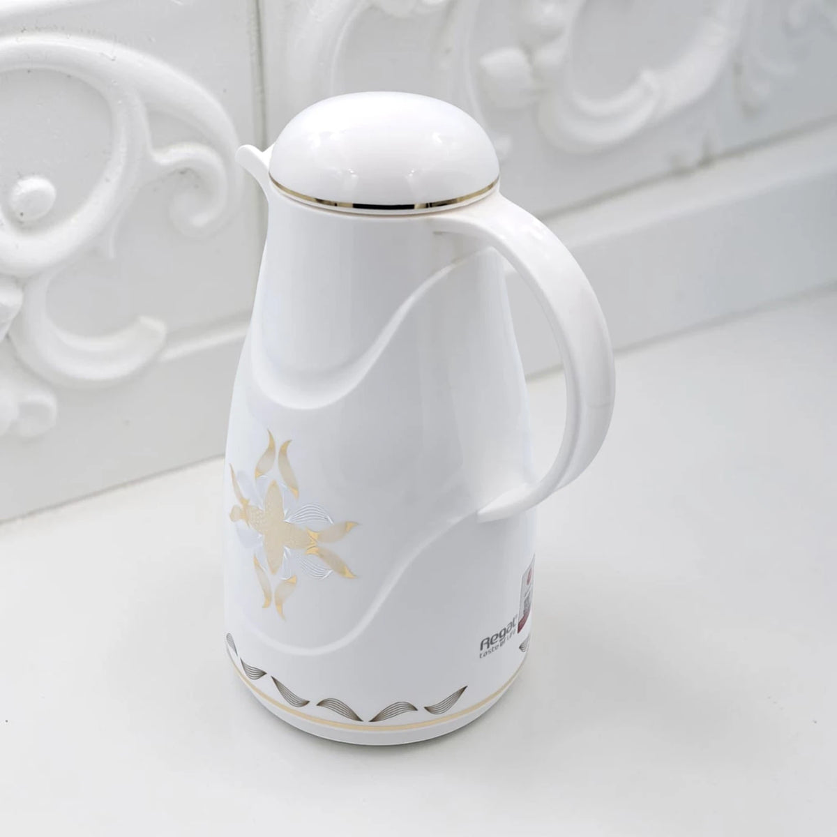 Regal Vacuum Flask 1.0L – Thermal Insulated Coffee & Tea Server with Elegant Floral Design and Easy Pour Spout (26H X 18L X 14W CM) - Damoo