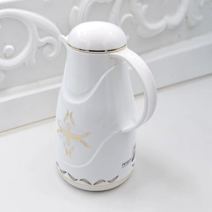 Regal Vacuum Flask 1.0L – Thermal Insulated Coffee & Tea Server with Elegant Floral Design and Easy Pour Spout (26H X 18L X 14W CM) - Damoo