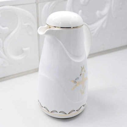 Regal Vacuum Flask 1.0L – Thermal Insulated Coffee & Tea Server with Elegant Floral Design and Easy Pour Spout (26H X 18L X 14W CM) - Damoo