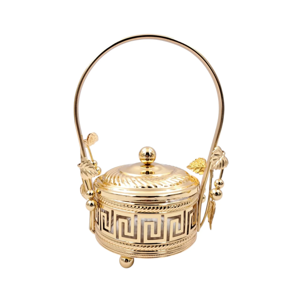 Decorative Candy Bowl with Lid and Handle Elegant Covered Serving Container for Sweets Dates Nuts Table Centerpiece (19H x 12L x 9W CM) - Damoo