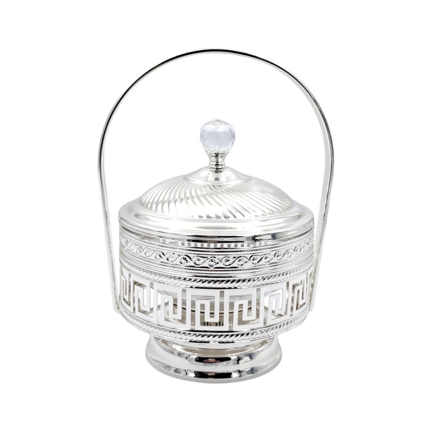 Footed Decorative Candy Bowl with Lid and Handle Elegant Covered Serving Container for Sweets Dates Nuts Table Centerpiece (20H x 14L x 12W CM) - Damoo