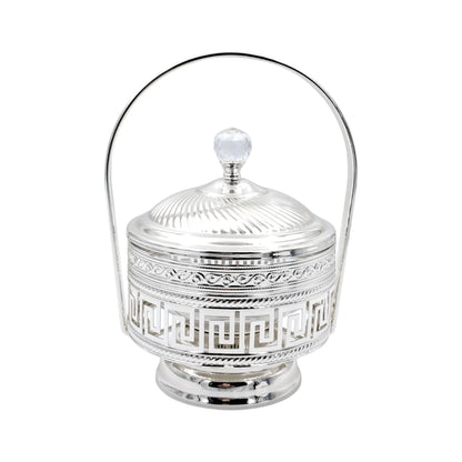 Footed Decorative Candy Bowl with Lid and Handle Elegant Covered Serving Container for Sweets Dates Nuts Table Centerpiece (20H x 14L x 12W CM) - Damoo