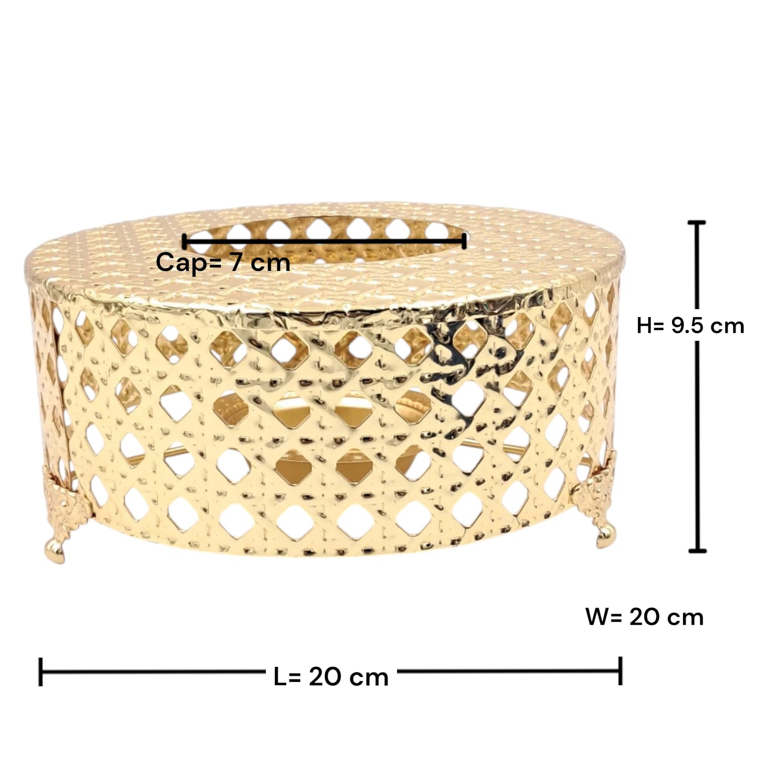 Luxury Gold Incense Burner with Decorative Cut-Out Design – Elegant Bakhoor Holder for Home Fragrance (20 x 20 x 9.5 cm) - Damoo