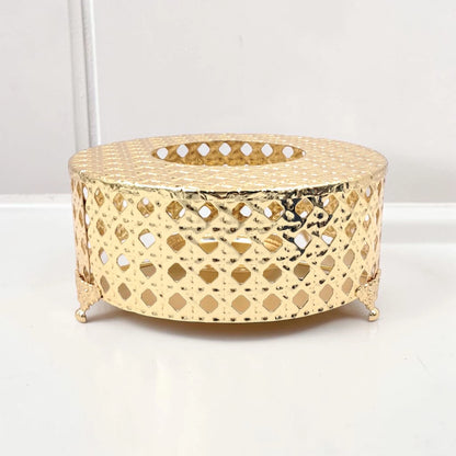 Luxury Gold Incense Burner with Decorative Cut-Out Design – Elegant Bakhoor Holder for Home Fragrance (20 x 20 x 9.5 cm) - Damoo