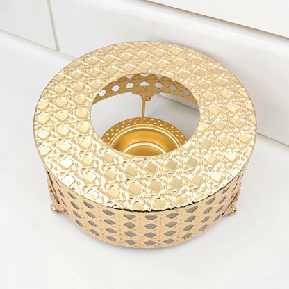 Luxury Gold Incense Burner with Decorative Cut-Out Design – Elegant Bakhoor Holder for Home Fragrance (20 x 20 x 9.5 cm) - Damoo