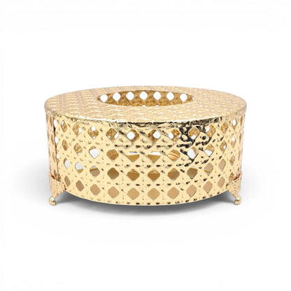 Luxury Gold Incense Burner with Decorative Cut-Out Design – Elegant Bakhoor Holder for Home Fragrance (20 x 20 x 9.5 cm) - Damoo