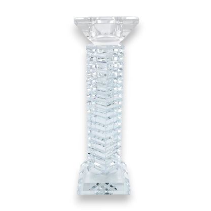 Modern Crystal Glass Candle Holder Set, Geometric Square Taper Candlestick Stand Decorative Centerpiece for Dining Table Wedding Home Décor, Available in 3 Sizes (22H x 7L × 7W CM) - Damoo