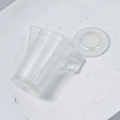 Orchid Clear Creamer Pot with Lid – Elegant Transparent Serving Pitcher with Handle & Pouring Spout for Milk, Tea, Coffee & Sauces (14 x 9.5 x 12 cm) - Damoo