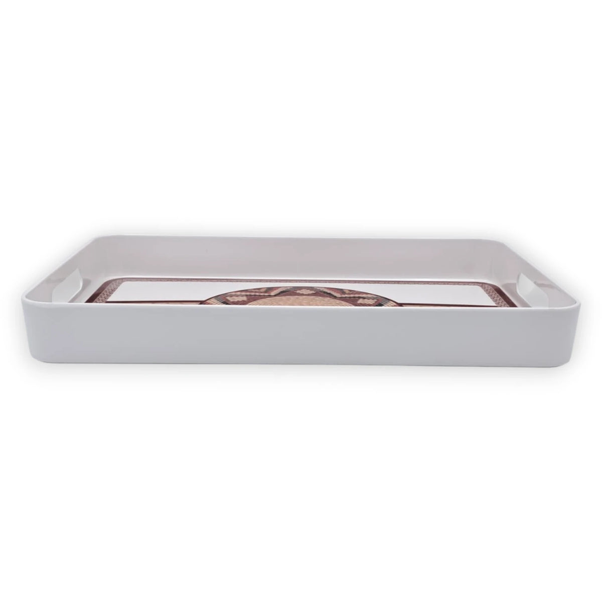 Traditional Arabic Pattern Serving Tray with Built-In Handles – Rectangular Decorative Serving Tray for Tea, Coffee, Snacks & Home Décor (5H x 43L x 29W CM)