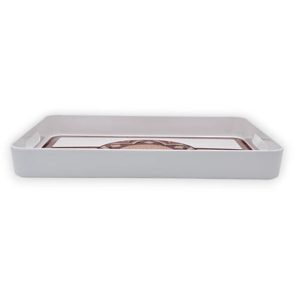 Traditional Arabic Pattern Serving Tray with Built-In Handles – Rectangular Decorative Serving Tray for Tea, Coffee, Snacks & Home Décor (5H x 43L x 29W CM)
