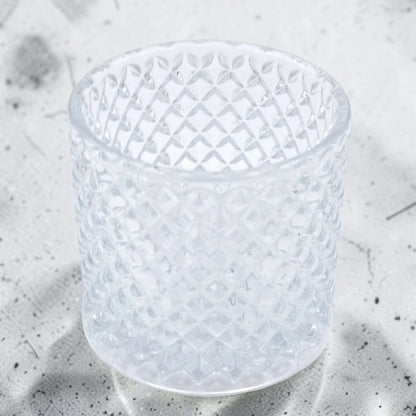 Deli Glassware Decorative Glass Candy Jar with Lid – Crystal Pattern Storage Container for Candy, Sugar, Chocolates, Nuts & Small Treats (11H x 7L × 7W CM)