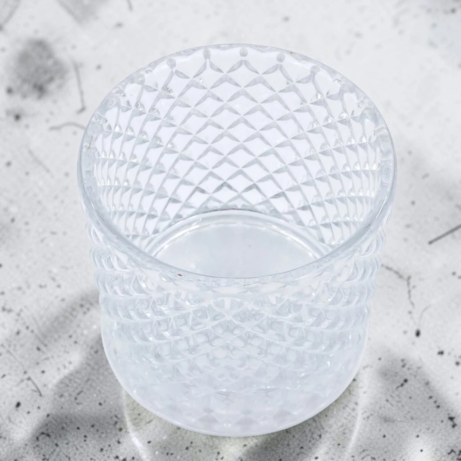 Deli Glassware Decorative Glass Candy Jar with Lid – Crystal Pattern Storage Container for Candy, Sugar, Chocolates, Nuts & Small Treats (11H x 7L × 7W CM)