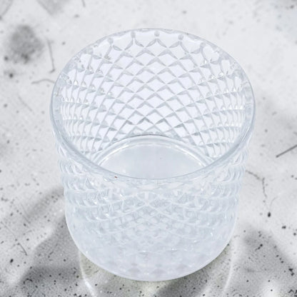 Deli Glassware Decorative Glass Candy Jar with Lid – Crystal Pattern Storage Container for Candy, Sugar, Chocolates, Nuts & Small Treats (11H x 7L × 7W CM)