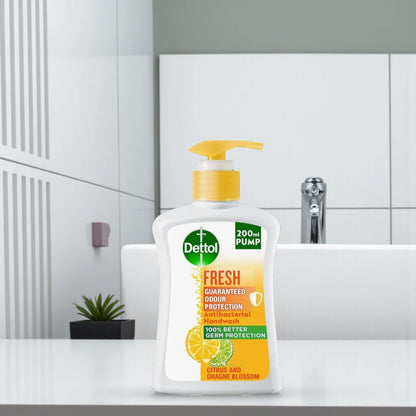 Dettol Fresh Liquid Handwash Pump 200ml – Citrus & Orange Blossom Scent | Antibacterial Hand Soap for Daily Hygiene - Damoo