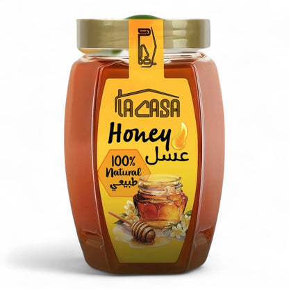 La Casa 100% Natural Honey – Pure & Unfiltered Premium Quality Raw Honey in Glass Jar, 1KG – Ideal for Daily Use, Cooking, and Wellness - Damoo