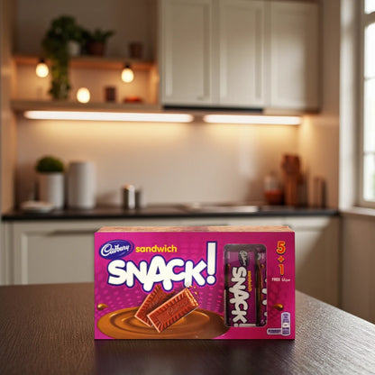 Cadbury Snack Sandwich Milk Chocolate Biscuits – 6 x 22g (132g Total) – Creamy Cocoa Crunch  | 5+1 FREE Special Pack - Damoo