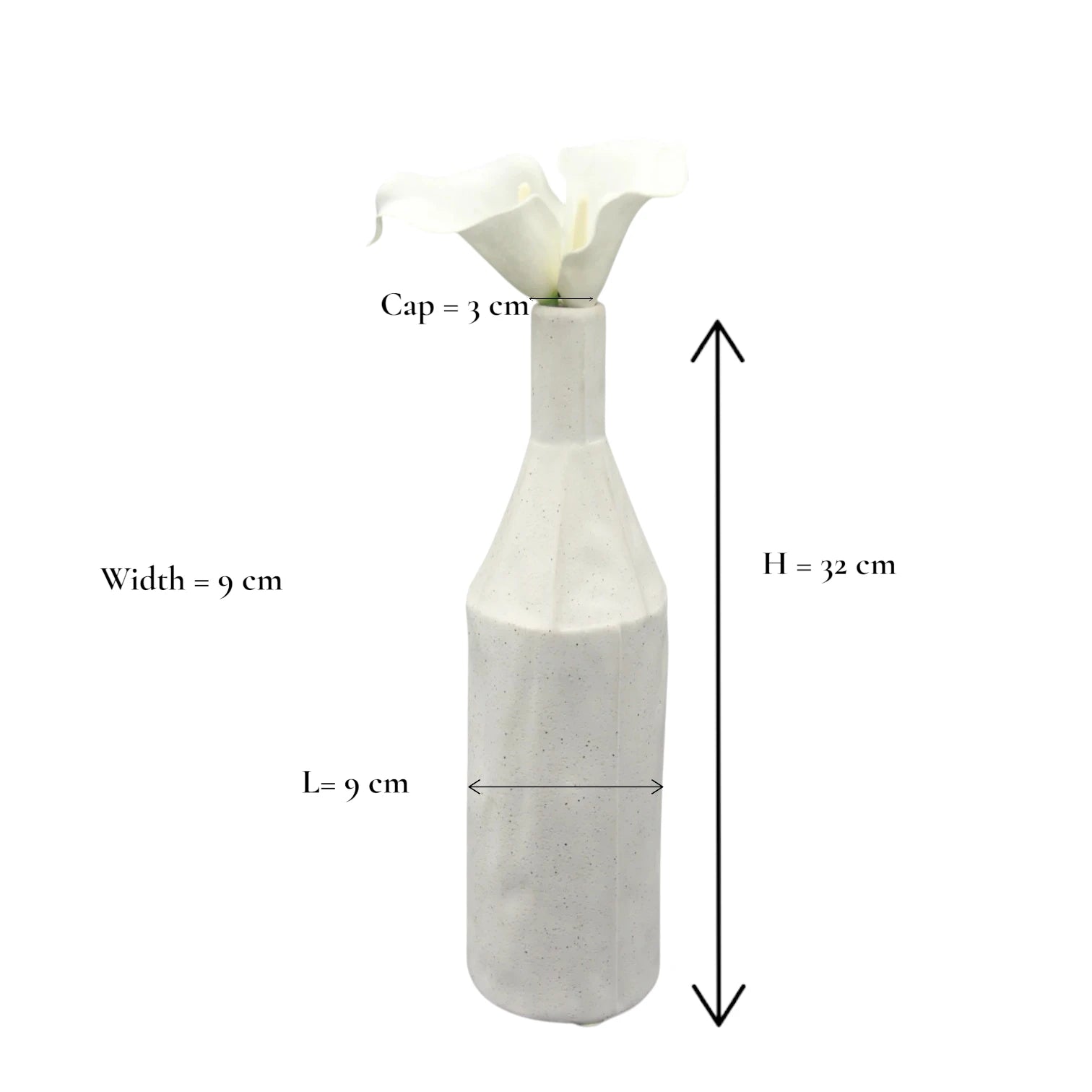Modern White Geometric Ceramic Vase  – Minimalist Decorative Bottle for Home, Office & Event Styling - Damoo