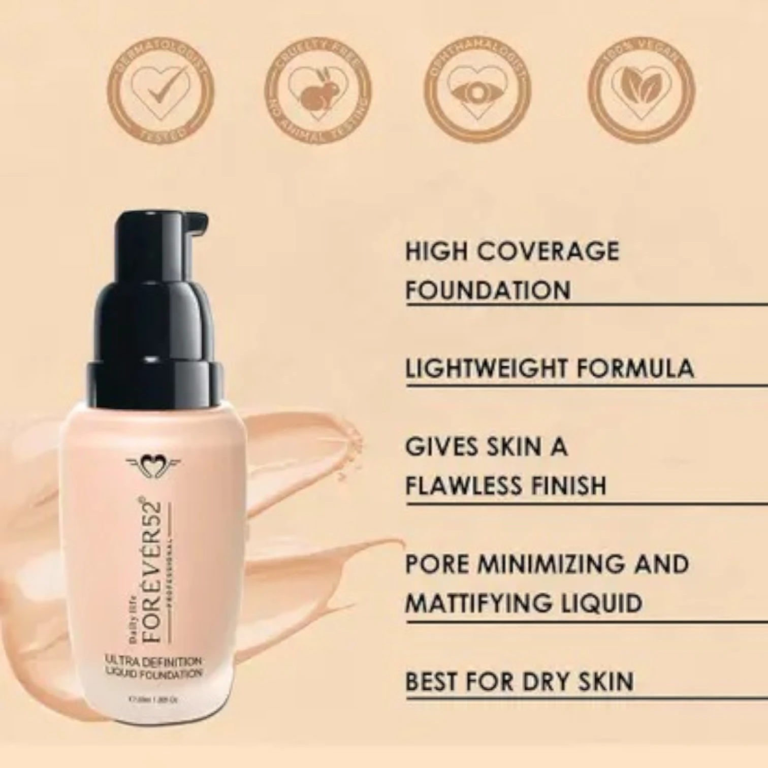 Forever52 Ultra Definition Liquid Foundation FLF006 Parlins | Full Coverage, Long-Lasting, Lightweight 30ml - Damoo
