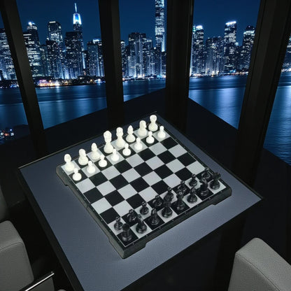 Magnetic Folding Chess Set with Portable Board | Educational Strategy Game for Kids & Adults | Travel-Friendly Chess Board with Secure Magnetic Pieces | Intelligence Development & Family Fun - Damoo