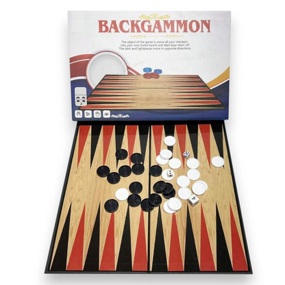 Classic Backgammon Board Game Set – Portable Folding Strategy Game with Dice and Checkers – Educational and Fun Family Game for Kids and Adults - Damoo