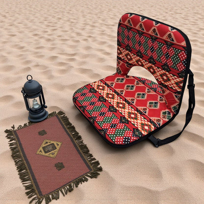 Traditional Arabic Folding Floor Seat – Heritage Style Portable Travel & Camping Chair with Wide Cushioned Seat, Foldable Lightweight Steel Frame for Indoor & Outdoor Use - Damoo