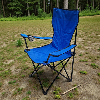 Folding Camping Chair with Cup Holder – Portable Fishing & Outdoor Chair, Lightweight and Durable Foldable Seat for Camping, Beach, Picnic, and Travel – W46 x H90 x L76 cm - Damoo