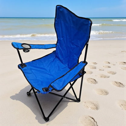 Folding Camping Chair with Cup Holder – Portable Fishing & Outdoor Chair, Lightweight and Durable Foldable Seat for Camping, Beach, Picnic, and Travel – W46 x H90 x L76 cm - Damoo