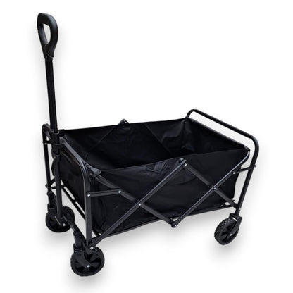 Heavy-Duty Folding Wagon Cart with Extendable Handle & Brakes | Collapsible Utility Hand Cart for Travel, Camping, Outdoor, Beach & Transport – Portable Foldable Trolley with Strong Wheels (46 x 62 x 74 cm) - Damoo