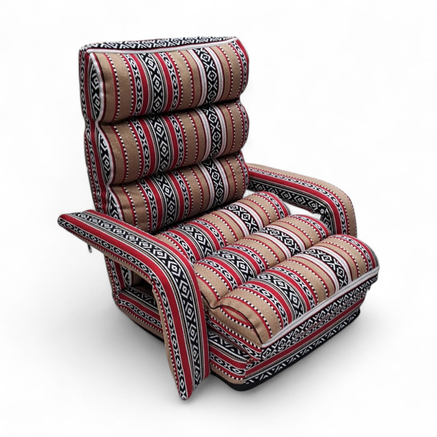 Arabic Traditional Camping Floor Chair with Hand Support – Adjustable Folding Majlis Chair with 5 Recline Angles, Cushioned Backrest & Portable Fold-Flat Design for Meditation, Reading & Gaming