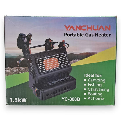 YANCHUAN 1.3kW Portable Gas Heater YC-808B – Compact Outdoor Camping Heater with Adjustable Temperature Control & Safety Features | Ideal for Tents, Fishing, Caravanning, Boating & Home Use - Damoo