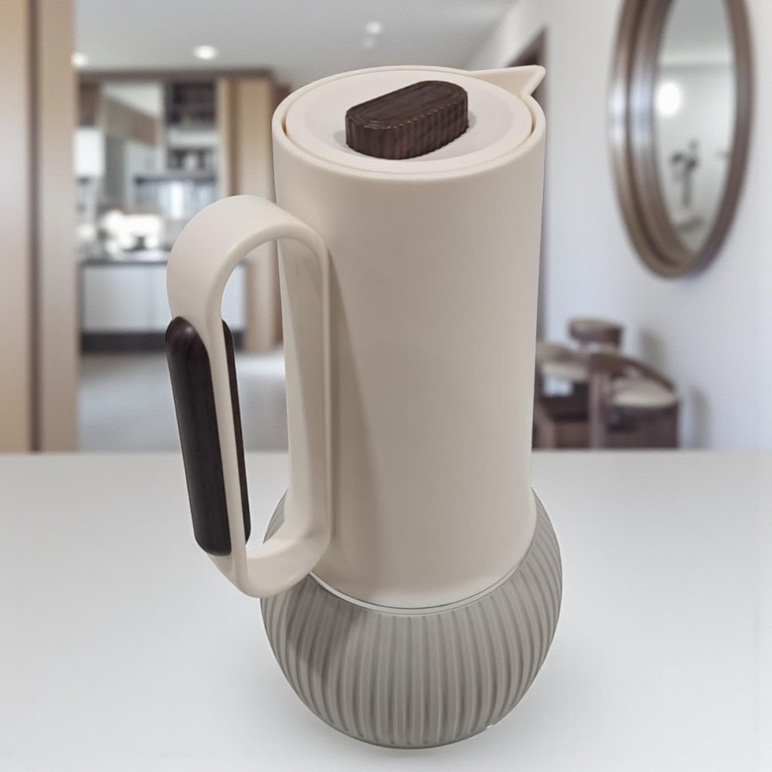 GERMAX 1 Liter Insulated Thermal Jug – Modern Coffee & Tea Vacuum Flask with Handle | Hot & Cold Beverage Carafe for Home, Office & Travel - Damoo