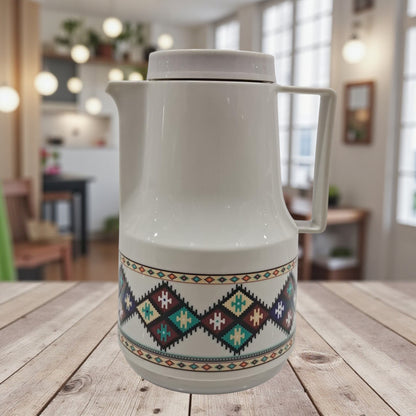 Legend 1 Liter Traditional Pattern Vacuum Flask – Arabic Coffee & Tea Insulated Jug | Durable Double-Wall Thermal Carafe with Handle, Hot & Cold Beverage Dispenser - Damoo