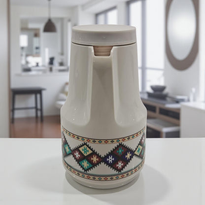 Legend 1 Liter Traditional Pattern Vacuum Flask – Arabic Coffee & Tea Insulated Jug | Durable Double-Wall Thermal Carafe with Handle, Hot & Cold Beverage Dispenser - Damoo