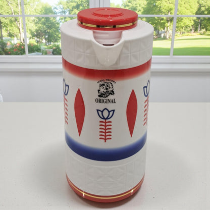 DAMOO Original Red & White Thermos Flask – 1L Hot & Cold Vacuum Jug with Easy Pour Handle | Insulated Plastic Kettle for Coffee, Tea & Water - Damoo