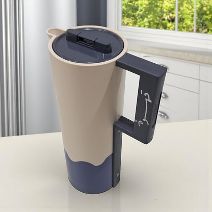 Crystal House 1.0 Liter Premium Vacuum Flask – Double Wall Insulated Arabic Coffee & Tea Thermos with Secure Flip Lid, Ergonomic Handle & Modern Two-Tone Design – Perfect for Home, Office, Travel & Gifting - Damoo