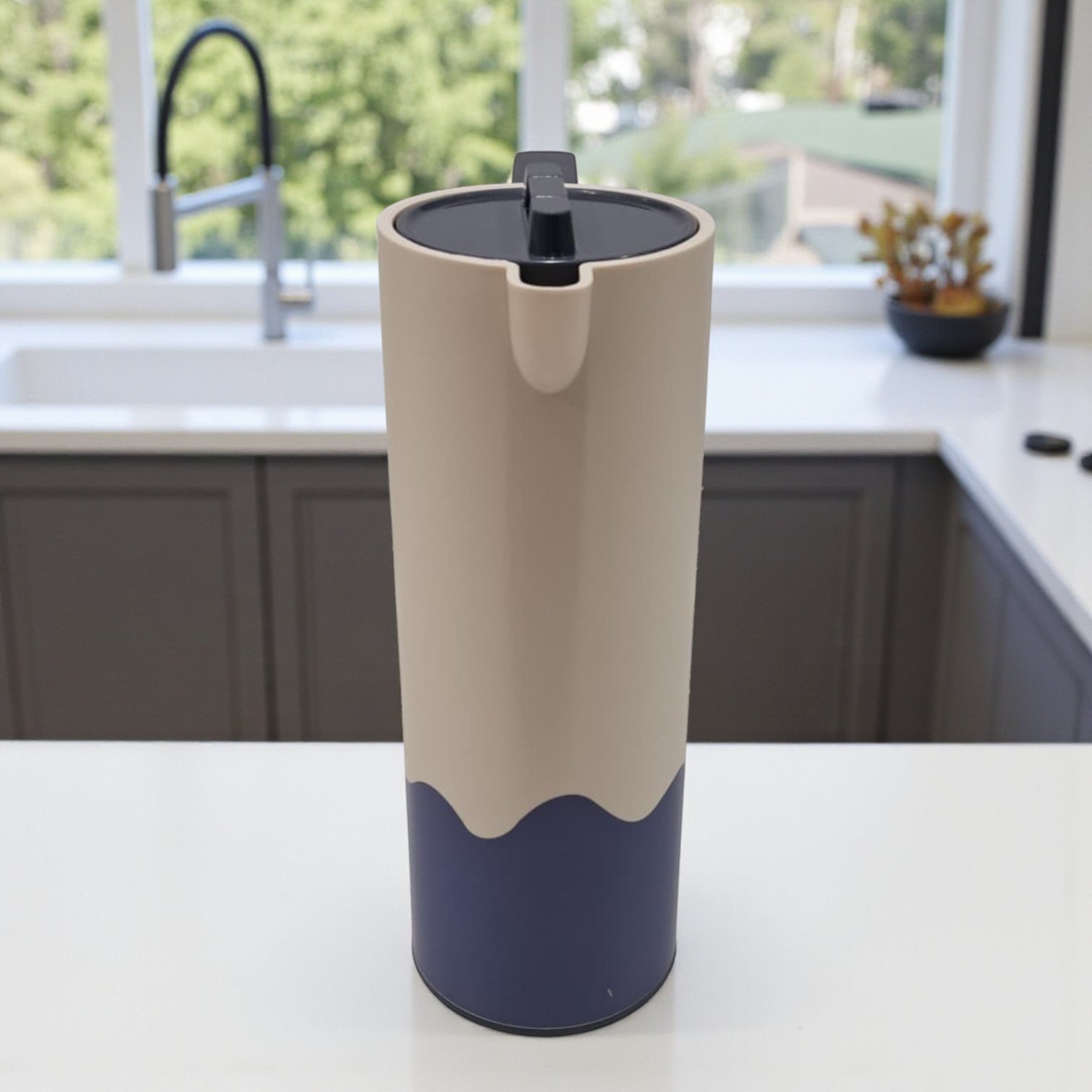 Crystal House 1.0 Liter Premium Vacuum Flask – Double Wall Insulated Arabic Coffee & Tea Thermos with Secure Flip Lid, Ergonomic Handle & Modern Two-Tone Design – Perfect for Home, Office, Travel & Gifting - Damoo