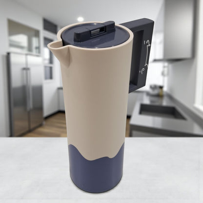 Crystal House 1.0 Liter Premium Vacuum Flask – Double Wall Insulated Arabic Coffee & Tea Thermos with Secure Flip Lid, Ergonomic Handle & Modern Two-Tone Design – Perfect for Home, Office, Travel & Gifting - Damoo